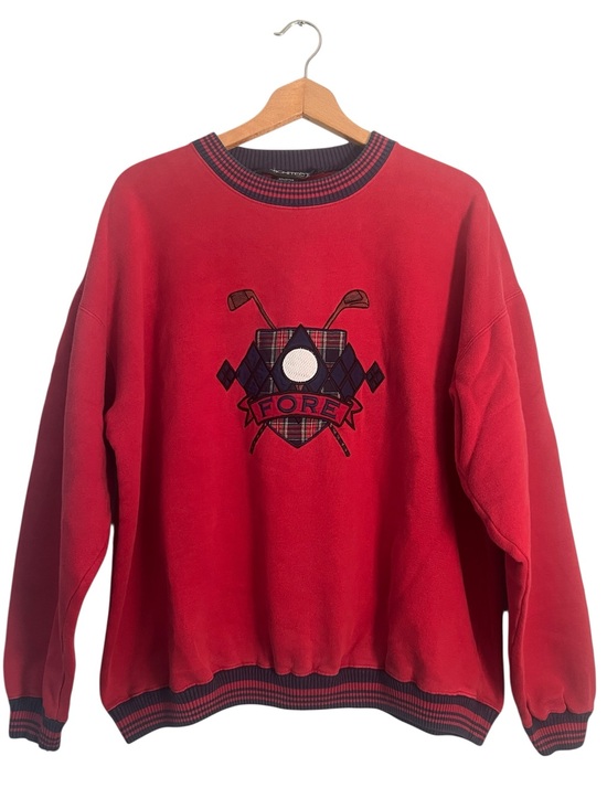 Vintage Tops - Vintage 90’s Crewneck Embroidered Golf Fore Preppy Sweatshirt XL